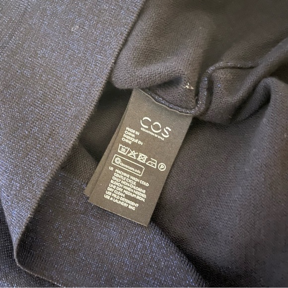 New COS Sweater Cape Dress Size Medium $135 Navy Lurex - Picture 5 of 8